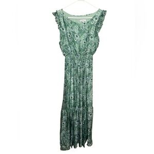 Le Ragazze Chic Green Floral Maxi Dress